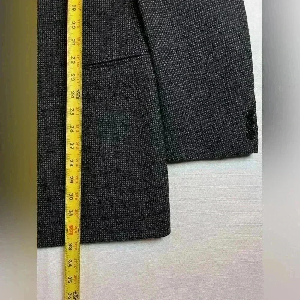 Hugo Boss Einstein sports coat jacket blazer size 42L black gray tic modern fit - Picture 4 of 13